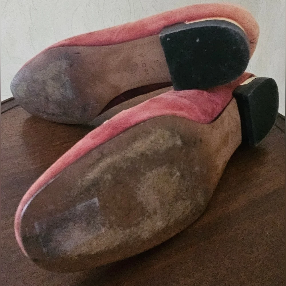Isola Burgundy Genuine Suede Leather Red Stone Slip-on Flats Shoes-Size 6